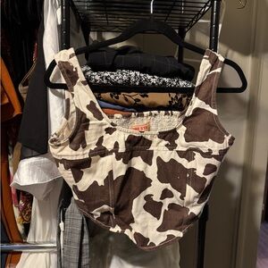 Brown & Cream Cow Print Top